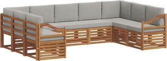 vidaXL Conjunto De Sof&aacute;s De Exterior 9 Uds. Gris Natural Y Claro Vidaxl