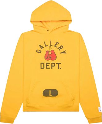 Gallery Dept. Mens Boxing Merch Hoodie in Yellow Cotton - Size Small