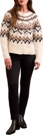 Tribal Long Sleeve Button Front Sweater Cardigan In Moonstone