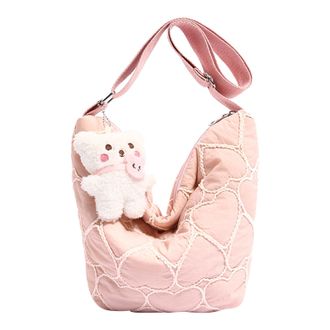 Generic Women Puffer Bag Casual Handbag Purse Solid Color for Work Travel (Khaki)