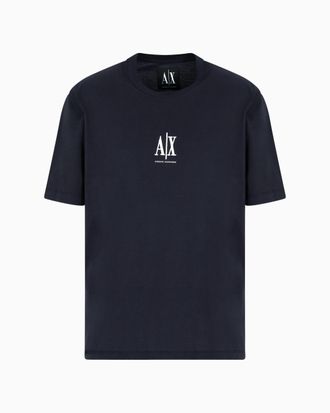 A|X Armani Exchange Mens Icon Project, Embroidered Logo, T-Shirt, Blue, XS