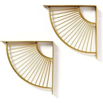 OEM Soporte Para Estante Art Deco De 20/30 Cm, Estantes Flotantes De Pared Con Dise&ntilde;o Dorado, Soporte Para Estante En Forma De Abanico, Juego De 2 -crezuo