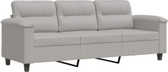vidaXL Vidaxl - Sof&aacute; De 3 Plazas De Tela De Microfibra Gris Claro 180 Cm