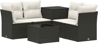 vidaXL Juego De Sof&aacute; 6 Uds. Negro Y Blanco Crema Vidaxl