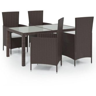 vidaXL 5 Pcs Set Dining Outdoor Con Almohada
