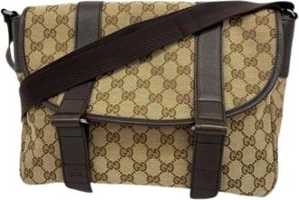 Gucci Pre-owned Cross Body Bags, female, Beige, Size: ONE SIZE Pre-owned Canvas Cross Body Bag