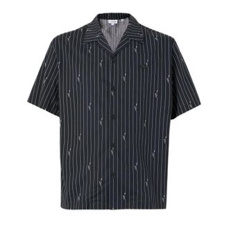 Lacoste Relaxed Fit Print Twill Shirt - Heren - Korte mouwen Overhemden - Zwart - XL - Katoen - Overhemden