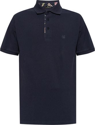 Etro logo-embroidered cotton polo shirt - men - Cotton - XXXL - Blue