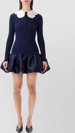 Self Portrait knit taffeta mini dress