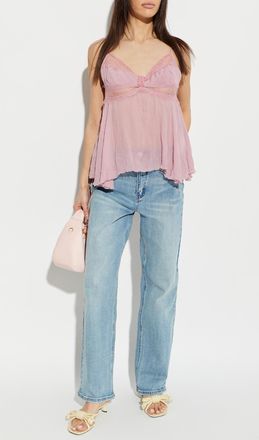 Blumarine Top With Lace Inserts, Womens, Pink