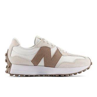 New Balance Donna 327 in Beige/Bianco/Marrone, Pelle Scamosciata/Rete, Taglia 36.5