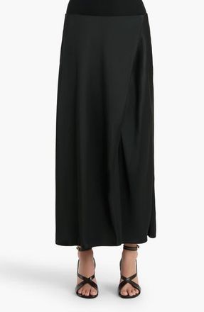 Khaite Demi Satin Midi Skirt in Black at Nordstrom, Size 12
