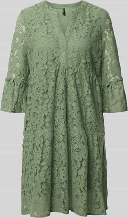 Vero Moda Loose Fit Spitzenkleid aus Baumwoll-Mix Modell HONEY in Schilf, Gr&ouml;&szlig;e XL