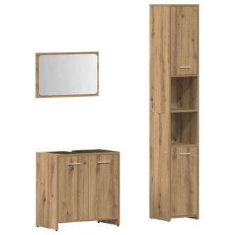 Berkfield Home 3 Piece Bathroom Furniture Set Artisan Oak Engineered Wood in Brown