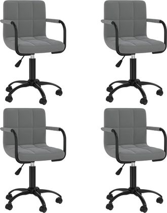 vidaXL Sillas De Comedor Giratorias 4 Unidades Terciopelo Gris Oscuro Vidaxl