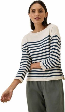 Pact Organic Cotton Classic Fine Knit Wide Neck Sweater in Navy Laguna Stripe at Nordstrom, Size X-Large