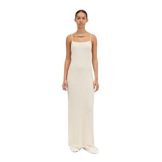 Mark Kenly Domino Tan Maxi Dresses, female, Beige, Size: M Long Slim Dress