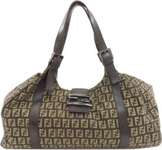 Fendi Dark Brown Canvas Tote Bag (Pre-Owned)