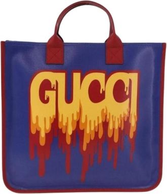 Gucci Pre-owned Plastic Tote Bag - Dames - Vintage Shopper - Blauw - ONE Size - Vintage