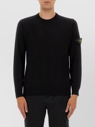 Stone Island crew neck sweater ribbed cuffs