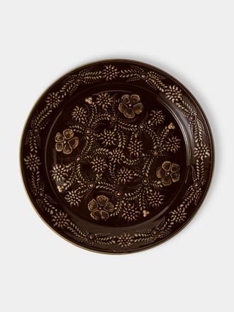 Poterie d'&Eacute;vires Flowers Hand-Painted Ceramic Round Platter