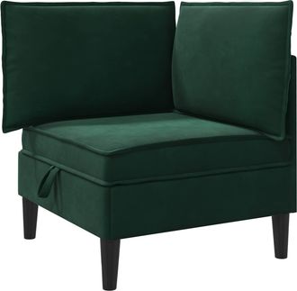 vidaXL Sof&aacute; Esquinero Con Almacenamiento Verde Oscuro Terciopelo Vidaxl