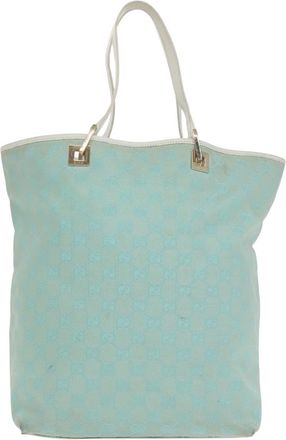 Gucci Gg Canvas Blue Canvas Tote Bag (Pre-Owned)