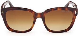 Tom Ford Haylay 53mm Square Sunglasses in Shiny Hark Havana Eco at Nordstrom