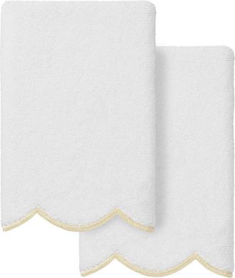 Linum Home Textiles 100% Turkish Cotton Adornia Scallop 2Pc Fingertip Towel Set