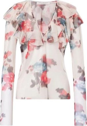 Philosophy di Lorenzo Serafini Tule Blouse met Bloemenprint - Dames - Blouses - Veelkleurig - M - Tule - Overhemden