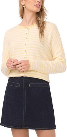 Vince Camuto Stripe Cotton Cardigan in Lemon Cream at Nordstrom Rack, Size X-Large