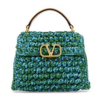 Valentino Garavani Handbags, female, Multicolor, Size: ONE SIZE Two-tone Raffia Vsling Handbag