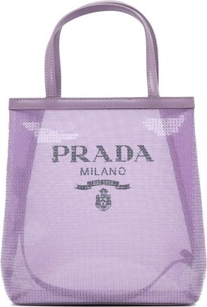Prada Pre-owned Prada Small Sequined Mesh Logo Tote UWS4CQXSJ2Q717KD
