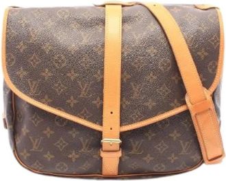 Louis Vuitton Pre-owned Saumur 35 Monogram Coated Canvas Shoulder Bag - Dames - Vintage Schoudertas - Bruin - ONE Size - Leer - Vintage