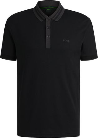 HUGO BOSS Herenpolo van Boss Paule met gestreepte kraag in zwart
