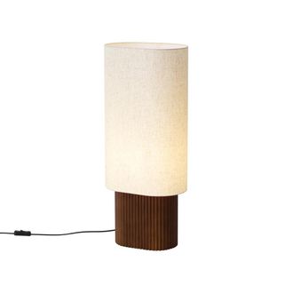QAZQA Qazqa L&aacute;mpara De Pie Japandi De Madera De Nogal Con Pantalla De