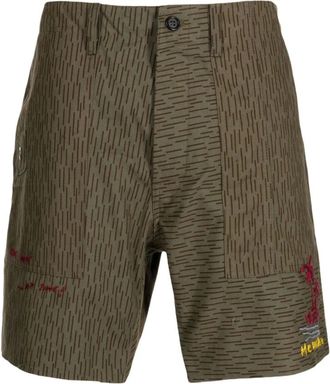 President's Casual Shorts, male, Green, W34, Camouflage Cotton Shorts with Embroidered Logo