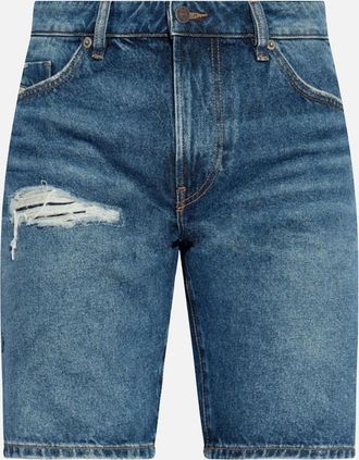 Diesel Mens D-FIN Distressed Light Wash Blue Denim Shorts
