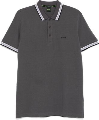 HUGO BOSS Hugo, Polo Shirts, male, Gray, Size: 2XL Anthracite Grey Striped Edge Short Sleeve Sweater