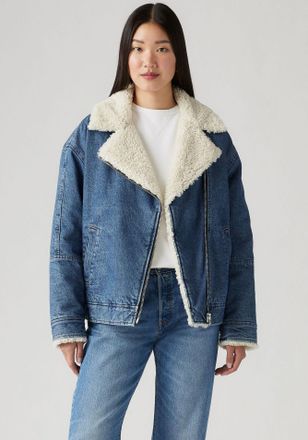 Levi's Jeansjacke LEVIS SHERPA FLIGHT JACKET, Damen, Gr. XS (34), in the air, Web, Obermaterial: 100% Baumwolle, unifarben, regular fit taillenbedeckt, ohne 