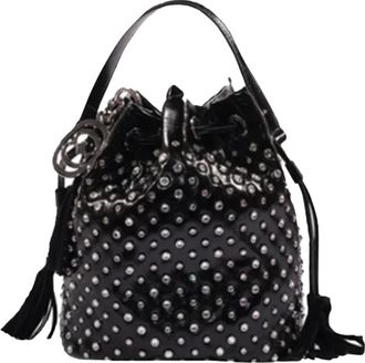 La Carrie Tassen, Dames, Zwart, ONE Size, Leer, Andromeda Shiny Bucket Bag