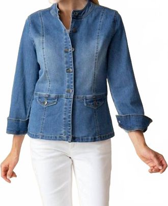 Habitat Stretch Moto Jacket In Medium Denim