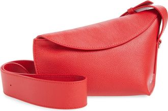 Alexander McQueen T-Bar Sling Asymmetric Leather Crossbody Bag in Red/Silver at Nordstrom