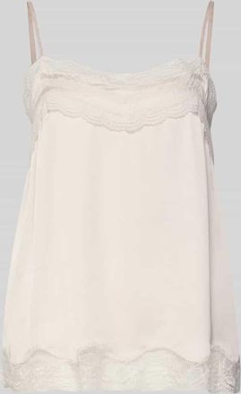 Jake*s Regular Fit Blusentop mit Spitzenbesatz in Beige, Gr&ouml;&szlig;e 32