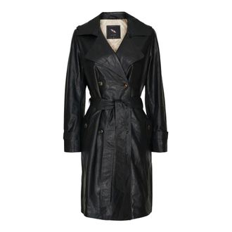 BTF-CPH Btfcph - Leren Trenchcoat - Dames - Mantels - Zwart - Maat: XL Zijde
