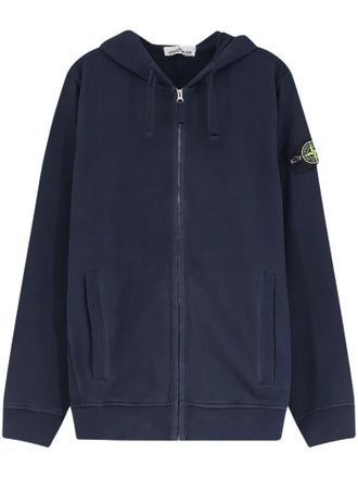 Stone Island Minimalist Zip-Through Hoodie Sweater with Distinctive Patch Logo