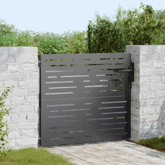vidaXL Puerta De Jard&iacute;n Con Cerradura Negro 105 X 100 Cm Vidaxl