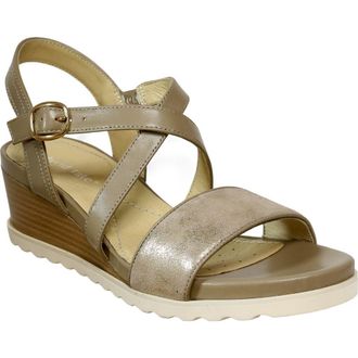 David Tate Kinsley Ankle Strap Wedge Sandal in Taupe Suede at Nordstrom, Size 10.5