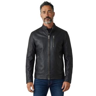 Infinity Leather Heren gewatteerde zwarte lamsleren bikerjas - Stavanger