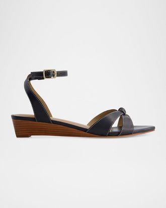Bernardo Garcel Leather Knot Wedge Sandals
